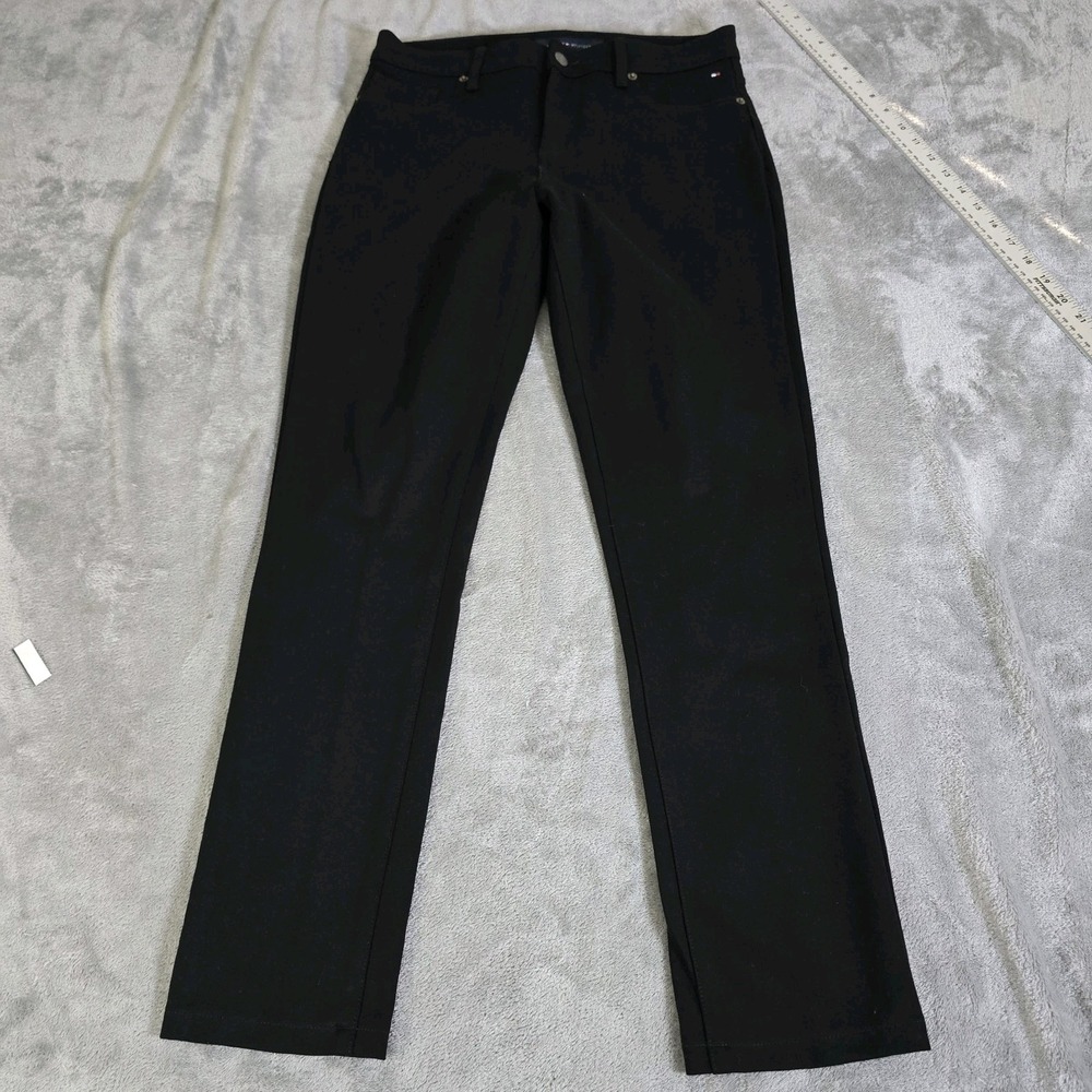 Tommy Hilfiger Pants Womens 10 Black Mid Rise Zip Fly Casual Cotton Blend